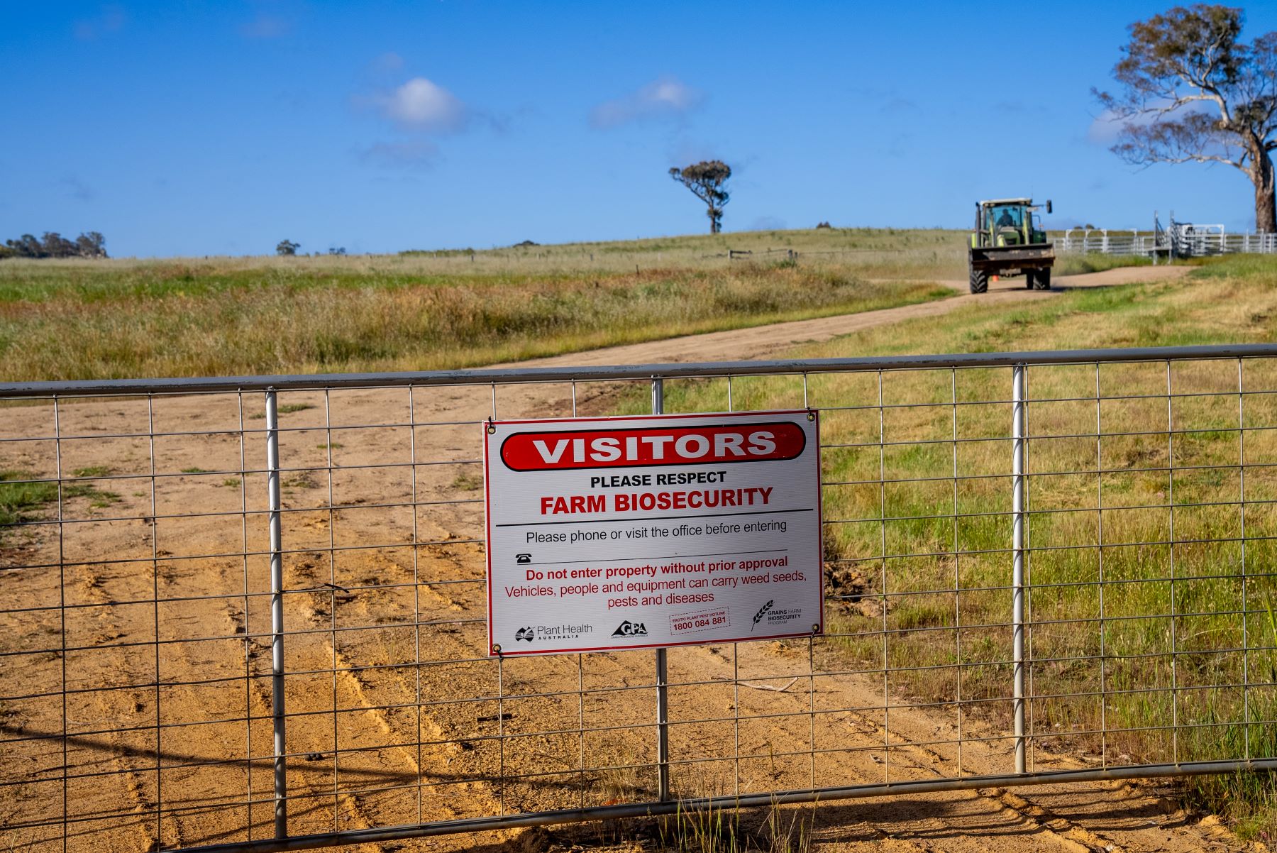 Biosecurity sign on farm gate