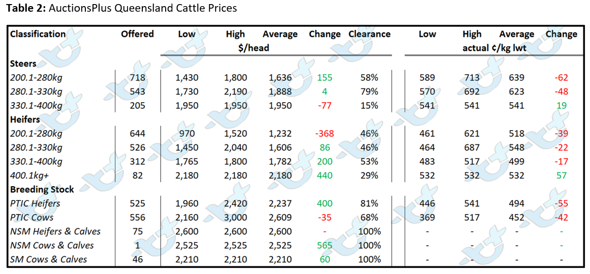 Auctionsplus market comments cattle table 2 8.7.22