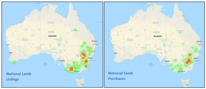 Auctionsplus market comments heat map national lamb listings national lamb purchases friday 13 may