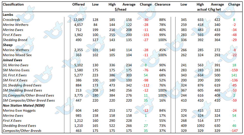 Auctionsplus marketpulse 20.5.22 sheep and lamb  table 1