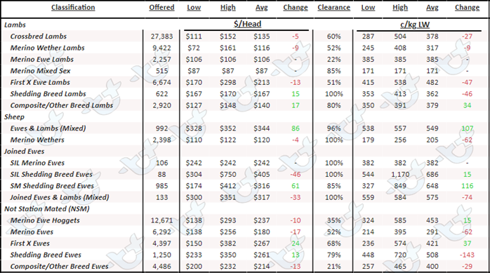 Auctionsplus sheep and lamb comments chart 11.11.22