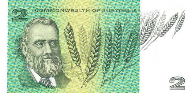 Auctionsplus the box 20.5.22 Where there’s a will there’s a way to wheat The $2 note featured William Farrer from 1966-1988. Credit museum.rba.gov.au