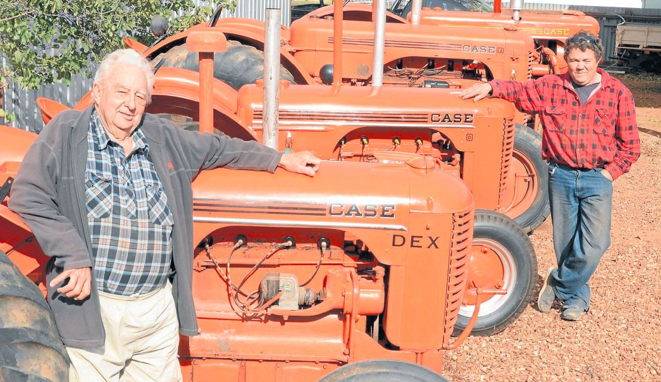 Auctionsplus the box Doug and Eddie Norton pictured in 2013 with their LA 46 (third in the lineup) that has pride of place on their Narrandera property. Credit Mark Griggs, theland.com.au  