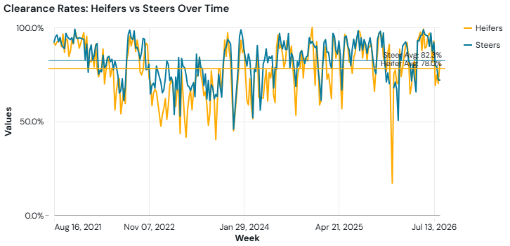 Clearance Rates_ Heifers vs Steers Over Time