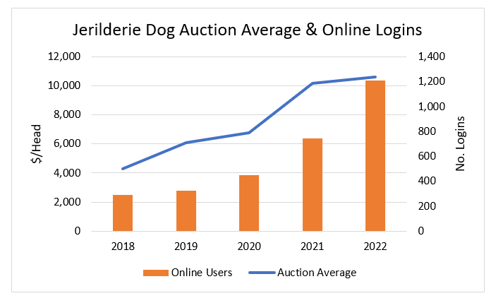 Jerilderie Dog Auction Average & Online Logins-1