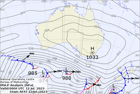 Large high dominating our weather producing rain in QLD, the southwest and western TAS_1